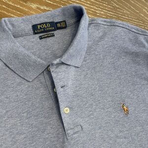 Polo Ralph Lauren Men Custom Slim Fit Short Sleeve Blue Heather 2XL XXL EXCELLEN